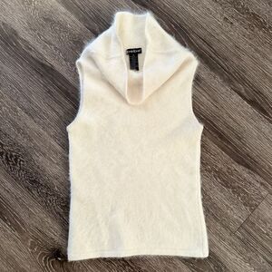 Bebe Y2k angora rabbit sleeveless funnel neck sweater